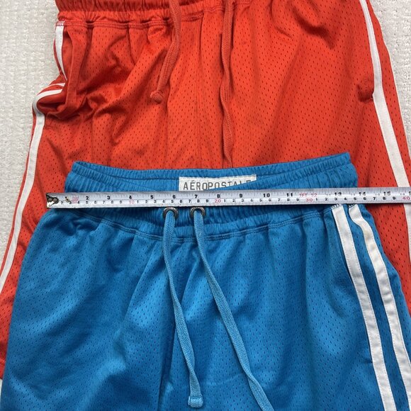 Lot x2 Aeropostale Mens Gym Shorts M Mesh Athletic Basketball drawstring - Picture 7 of 11